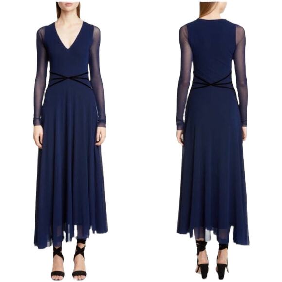 Fuzzi Jean Paul Gaultier NWT Long Sleeve Asymmetrical Maxi Dress Velvet Size M